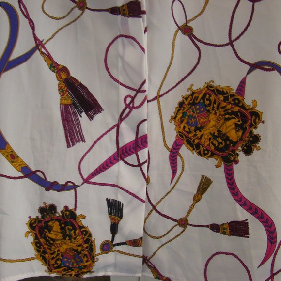 Lucia Collared Button Down Ribbons Purple White Long Sleeve Blouse Size 8 - Picture 2 of 8